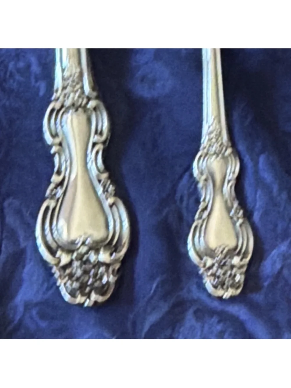 Reed & Barton Silver Plated Salad Fork & Spoon Set, Floral Handle, Glossy